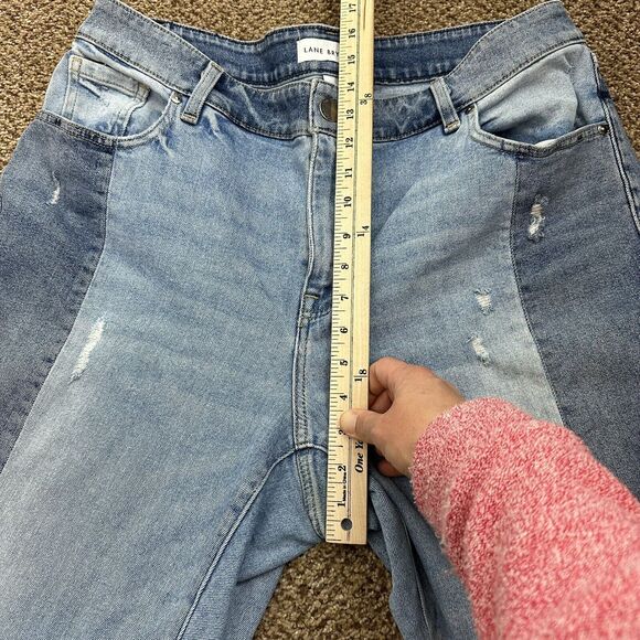 Lane Bryant High Rise Straight Crop Jeans Size 16 Patchwork Half Raw Hem - Picture 10 of 11